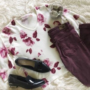 lena jeans • floral 3/4 length sleeve sweater